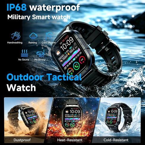 Smart Watch for Men Fitness Tracker: Make Answer Call Military Smart Watches for Men Digital Watches Waterproof Running Step Smartwatch Android Phones iPhone Samsung Compatible SpO2 Heart Rate Monitor in Saudi Arabia