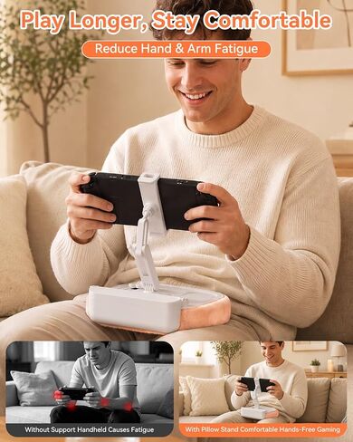 Tablet Pillow Stand for Bed and Lap, 360° Adjustable iPad Holder with Detachable Snack Tray, Hands-Free Stand Compatible with 5.4-8.8" Tablets, Kindle, iPhone, Switch - Pink in Kuwait