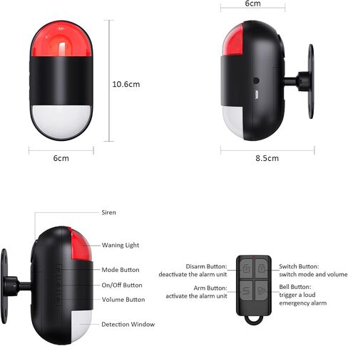 Wireless Motion Sensor Alarm Indoor:Battery Operated Detector with Siren in Kuwait