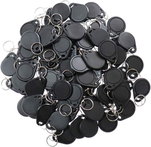 ETEKJOY 100PCS 13.56MHz RFID Key Fob Proximity IC Card ISO14443A Token Tag for Electronic Smart Door Lock, Compatible with MIFARE Classic 1K Card M1, Read-Only (Black) in Kuwait