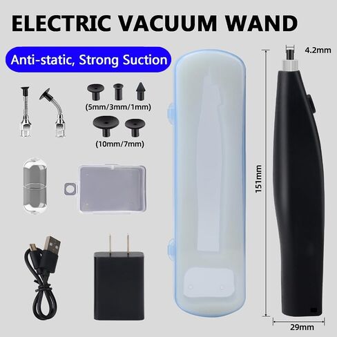 Electric Vacuum Suction Pen, Electronic Component Handling Kit, IC Chip Pickup Tool, Supports 1.6mm Suction Cups, Available in 5 Sizes, for PCB Repair SMD Parts Assembly in Kuwait