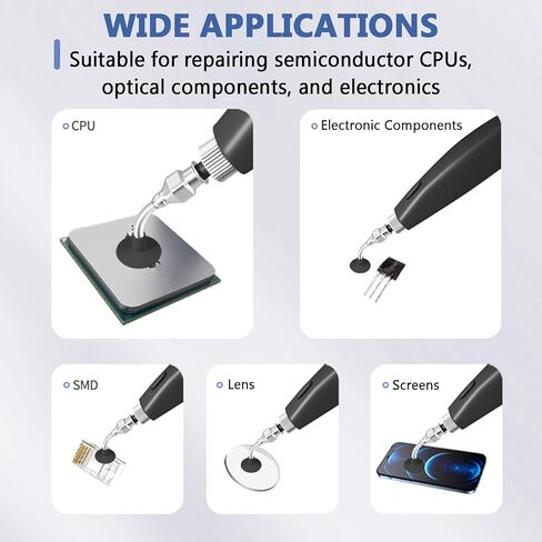 Electric Vacuum Suction Pen, Electronic Component Handling Kit, IC Chip Pickup Tool, Supports 1.6mm Suction Cups, Available in 5 Sizes, for PCB Repair SMD Parts Assembly in Kuwait
