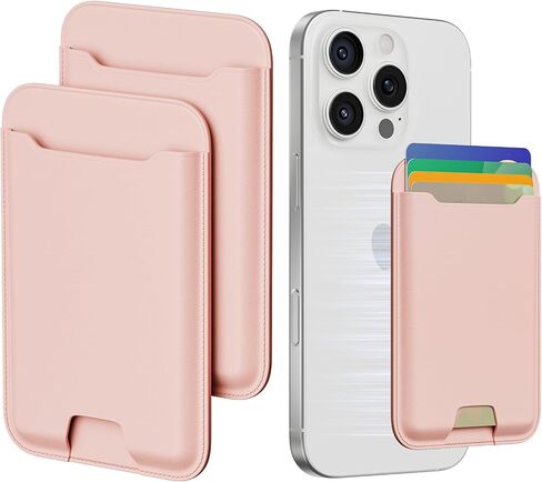 Musotica 2 Packs Phone Card Holder, Leather Phone Wallet Stick on, Stronger Nano Adhesive Credit Card Holder for Back of Phone Case, With RFID Blocking, Fit 4 Cards for iPhone, Samsung, and Android in Kuwait