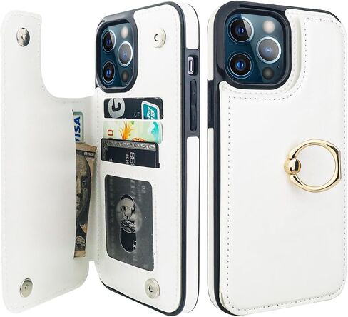 ONETOP for iPhone 13 Wallet Case with Credit Card Holder,White in Kuwait