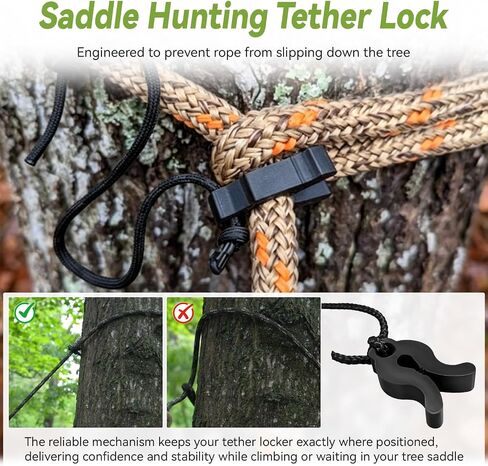 Saddle Hunting Tether Lock, Rope Stop Clip for 9mm Tethers, Lightweight in Kuwait