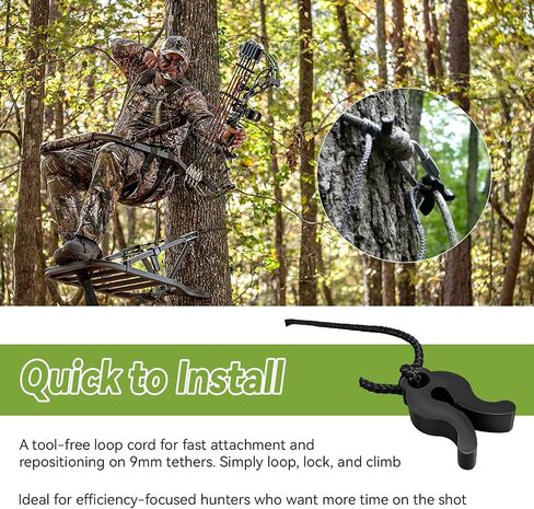 Saddle Hunting Tether Lock, Rope Stop Clip for 9mm Tethers, Lightweight in Kuwait