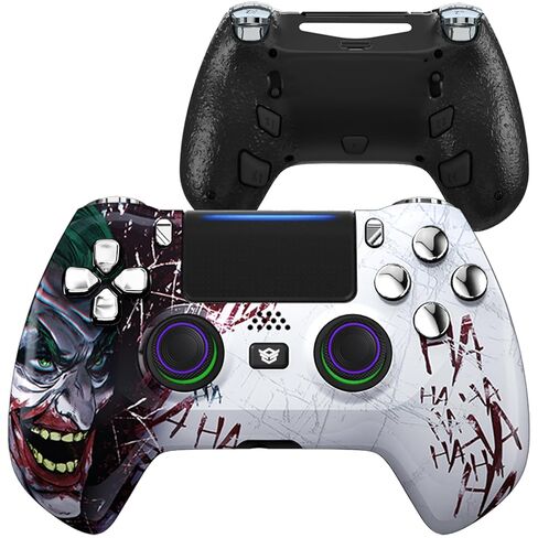 HEXGAMING HYPER Wireless Controller Compatible with ps4-4 Back Buttons, Triggers stop, Interchangeable Thumbsticks - Clown Silver in Kuwait