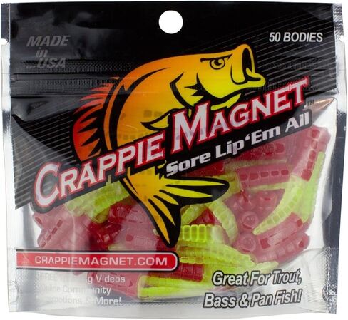 Crappie Magnet Split-Tail Grub Body - Red Chartreuse - 50 Pack in Kuwait