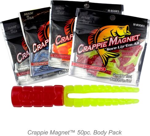 Crappie Magnet Split-Tail Grub Body - Red Chartreuse - 50 Pack in Kuwait