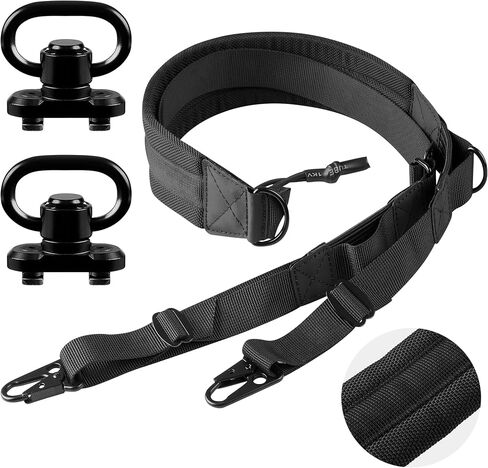 Rifle Sling 2 Point, Quick Adjust Tactical Gun Sling with Padded Shoulder, 1680D Heavy Duty Two Point Rifle Sling with QD Swivels, Backup D-Ring, for Rifle Shotgun Hunting Outdoor in Kuwait