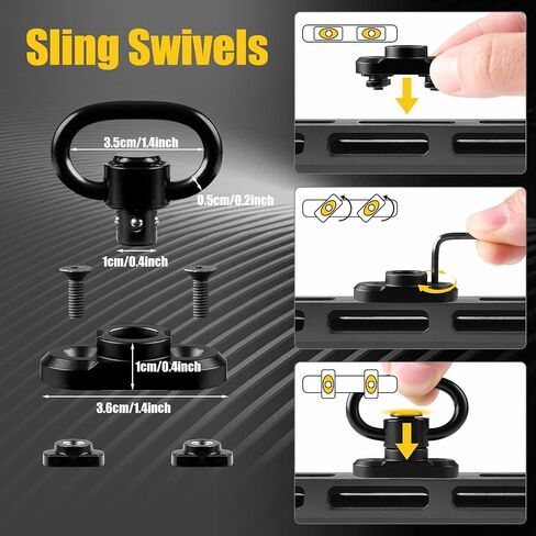 Rifle Sling 2 Point, Quick Adjust Tactical Gun Sling with Padded Shoulder, 1680D Heavy Duty Two Point Rifle Sling with QD Swivels, Backup D-Ring, for Rifle Shotgun Hunting Outdoor in Kuwait