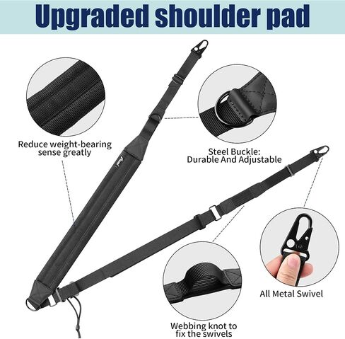 Rifle Sling 2 Point, Quick Adjust Tactical Gun Sling with Padded Shoulder, 1680D Heavy Duty Two Point Rifle Sling with QD Swivels, Backup D-Ring, for Rifle Shotgun Hunting Outdoor in Kuwait