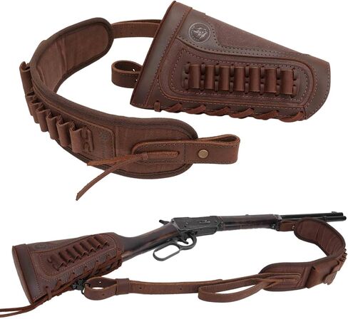 WAYNE'S DOG Canvas Leather Rifle Buttstock Cover with Match Gun Sling Shell Holder in Kuwait