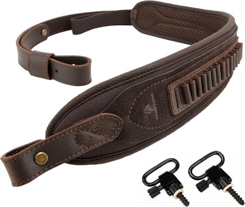 WAYNE'S DOG Padded Rifle Shoulder Strap with Thumb Hole, Leather Ammo Shell Holder Gun Sling in Kuwait