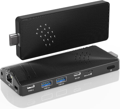 Mini PC Stick Fanless, Celeron J4105, 8GB RAM 128GB Storage, Micro Computer Stick Supports 4K 60HZ HDMI, USB PD3.0, Gigabit Ethernet, Wi-Fi 5 on Business, Industrial, Office, Media, Video in Kuwait