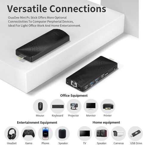 Mini PC Stick Fanless, Celeron J4105, 8GB RAM 128GB Storage, Micro Computer Stick Supports 4K 60HZ HDMI, USB PD3.0, Gigabit Ethernet, Wi-Fi 5 on Business, Industrial, Office, Media, Video in Kuwait