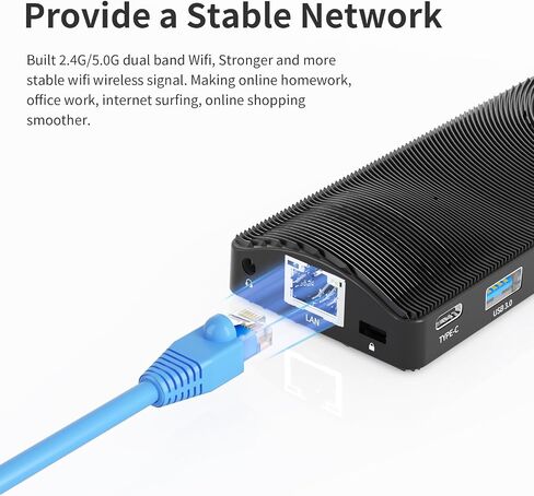 Mini PC Stick Fanless, Celeron J4105, 8GB RAM 128GB Storage, Micro Computer Stick Supports 4K 60HZ HDMI, USB PD3.0, Gigabit Ethernet, Wi-Fi 5 on Business, Industrial, Office, Media, Video in Kuwait