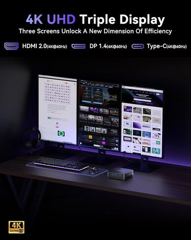 ACEMAGIC K1 Mini PC, AMD Ryzen 4300U 28W Processor, 16GB DDR4 RAM 512GB SSD (Beat 3300U/N150/N97) Mini Computers 11 Pro, HDMI+DP1.4 Dual 4K UHD, Gigabit Ethernet Mini Desktop PC Black in Kuwait