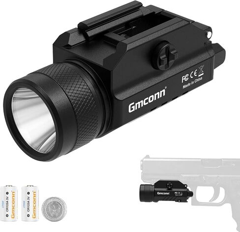 Gmconn 1200 Lumens Rail Mounted Compact Pistol Light LED Strobe Tactical Gun Flashlight with 2 x CR123A Lithium Batteries in Kuwait