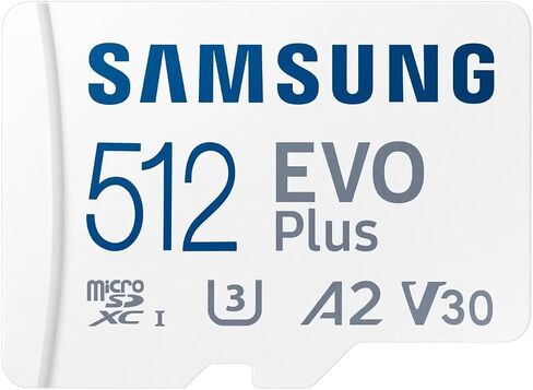 SAMSUNG EVO Plus microSD Memory Card + Adapter, 512GB microSDXC, Speeds Up to 160 MB/s, UHS-I, C10, U3, V10, A3, Upgrade Storage for Phones, Tablets, Gaming Consoles, DSLR Cameras, PCs, MB-MC512SA in Saudi Arabia