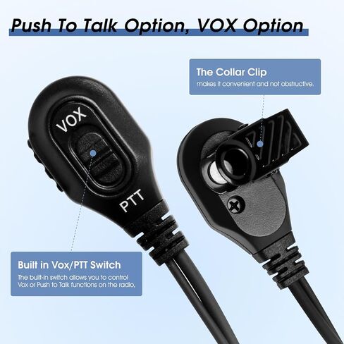2 Pack Earpiece for Midland Radios – Acoustic Tube Surveillance Headset with PTT & Adjustable VOX Function, Compatible with Midland GXT, LXT, and G-Series Walkie Talkies in Kuwait