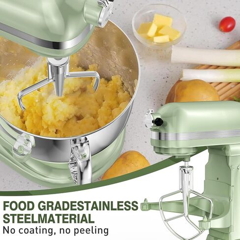 5QT 304 Stainless Steel Flat Beater, Replacement Paddle Attachment Only for KitchenAid 5QT Bowl‑Lift Heavy‑Duty Stand Mixer, Fits K5, KP50, KG25 Series, Polished, Dishwasher Safe in Kuwait