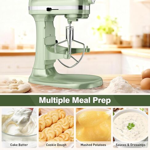 5QT 304 Stainless Steel Flat Beater, Replacement Paddle Attachment Only for KitchenAid 5QT Bowl‑Lift Heavy‑Duty Stand Mixer, Fits K5, KP50, KG25 Series, Polished, Dishwasher Safe in Kuwait