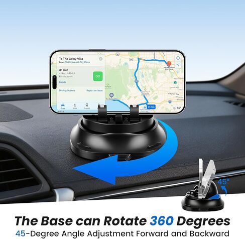 Car Phone Holder Dashboard Phone Mount for Car 360 Degree Rotation Silicone Non-Slip for Various Dashboards,Adjustable Spring Clip Desk Phone Stand Compatible with All Smartphones in Kuwait