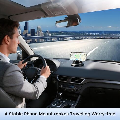 Car Phone Holder Dashboard Phone Mount for Car 360 Degree Rotation Silicone Non-Slip for Various Dashboards,Adjustable Spring Clip Desk Phone Stand Compatible with All Smartphones in Kuwait