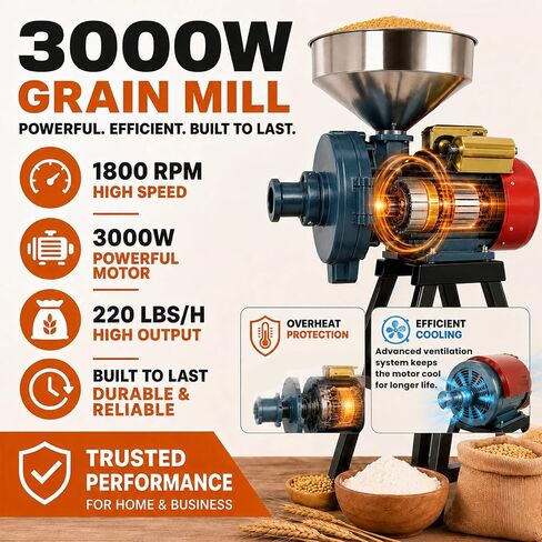 Electric Grain Mill Grinder 3000W - Wet & Dry Dual Use in Kuwait