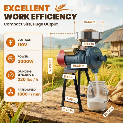 Electric Grain Mill Grinder 3000W - Wet & Dry Dual Use in Kuwait
