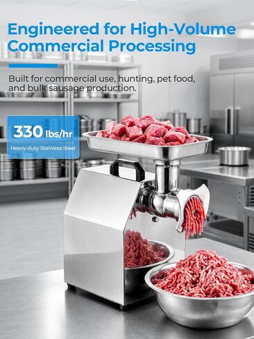 FOHERE Commercial Meat Grinder #12 330 LB/H 1.2HP with Sausage Stuffer in Kuwait