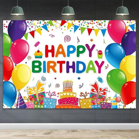 Happy Birthday Backdrop Banner Colorful Birthday Decorations Large Yard Sign for Women Men Girls Boys Indoor Outdoor Supplies 6x3.6ft in Kuwait