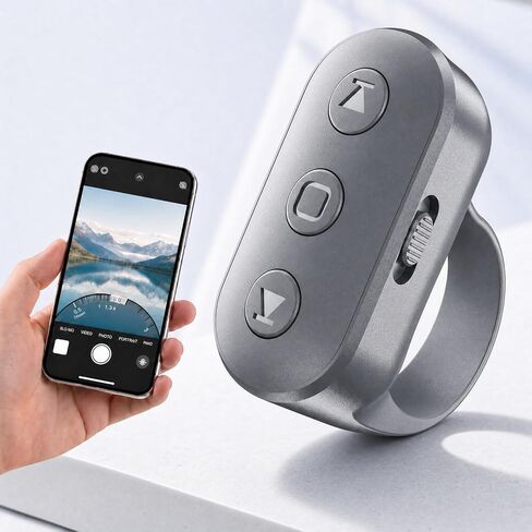 Phone Camera Remote Control for iPhone Android iPad with Zoom, Bluetooth Camera Remote Clicker with Front/Rear Camera Switch, Fingertip Bluetooth Button for Photo & Video Recording Content Creator. in Kuwait