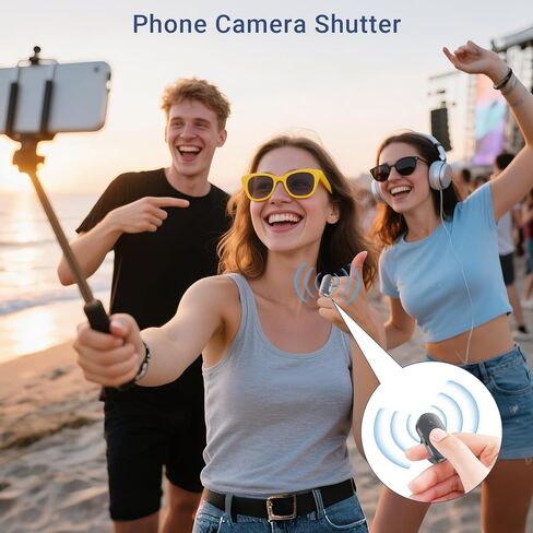 Phone Camera Remote Control for iPhone Android iPad with Zoom, Bluetooth Camera Remote Clicker with Front/Rear Camera Switch, Fingertip Bluetooth Button for Photo & Video Recording Content Creator. in Kuwait