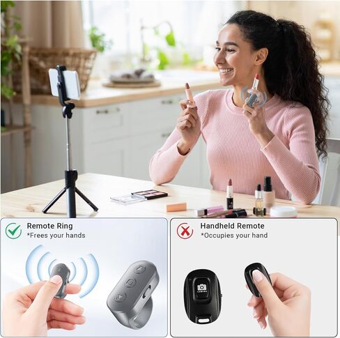 Phone Camera Remote Control for iPhone Android iPad with Zoom, Bluetooth Camera Remote Clicker with Front/Rear Camera Switch, Fingertip Bluetooth Button for Photo & Video Recording Content Creator. in Kuwait