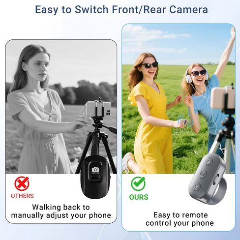 Phone Camera Remote Control for iPhone Android iPad with Zoom, Bluetooth Camera Remote Clicker with Front/Rear Camera Switch, Fingertip Bluetooth Button for Photo & Video Recording Content Creator. in Kuwait
