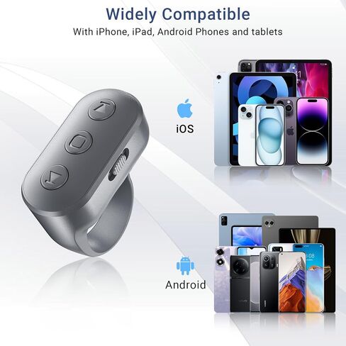 Phone Camera Remote Control for iPhone Android iPad with Zoom, Bluetooth Camera Remote Clicker with Front/Rear Camera Switch, Fingertip Bluetooth Button for Photo & Video Recording Content Creator. in Kuwait