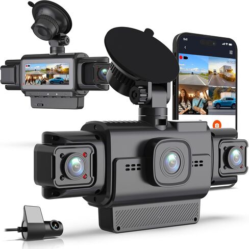 RexingUSA R4-RD 4-Channel Dash Cam, Front Rear and Dual Side 1080p Cameras, 360° Parking Monitor, Wi-Fi GPS, IR Night Vision, App Control, Type-C Power, OBD Hardwire Kit Included in Kuwait