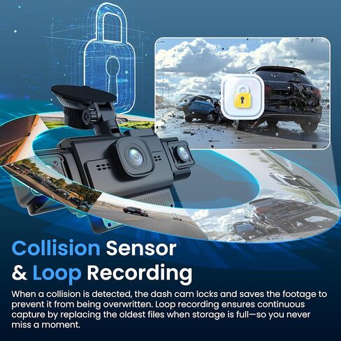 RexingUSA R4-RD 4-Channel Dash Cam, Front Rear and Dual Side 1080p Cameras, 360° Parking Monitor, Wi-Fi GPS, IR Night Vision, App Control, Type-C Power, OBD Hardwire Kit Included in Kuwait