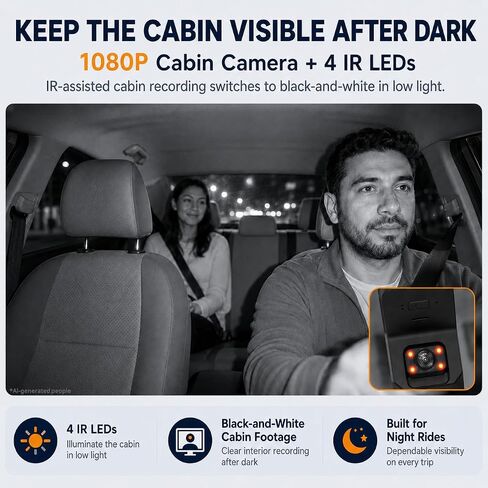 Dash Cam Front and Inside, 2.5K+ 1080P Cabin Camera for Cars with 32GB Card in Kuwait