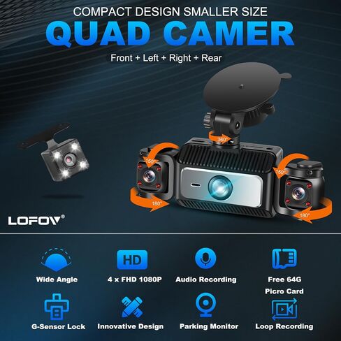360° 4 Channel Dash Cam Front and Rear Inside in Saudi Arabia