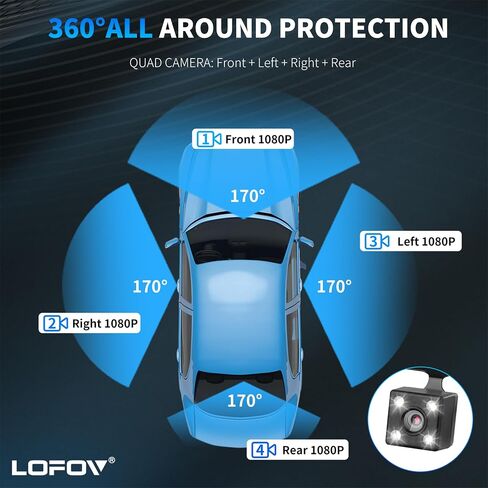 360° 4 Channel Dash Cam Front and Rear Inside in Saudi Arabia