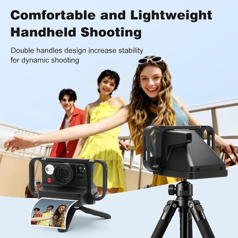 Camera Cage for Polaroid Now 3rd Gen & Now+, Handheld Stabilizer Rig with Mini Tripod & Dual Cold Shoe Mounts, Ergonomic Grip Holder for Instant Film Camera in Saudi Arabia