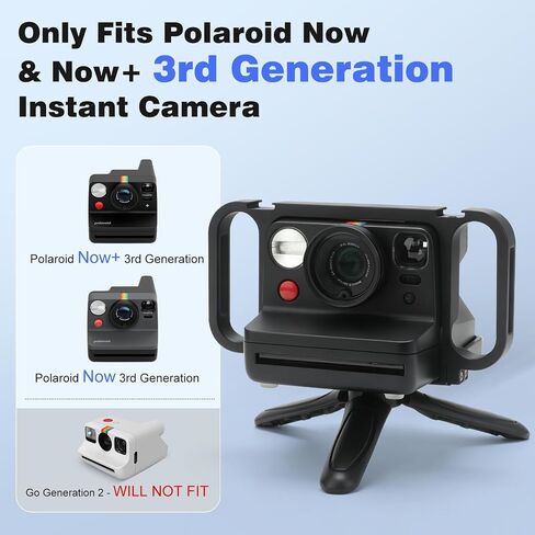 Camera Cage for Polaroid Now 3rd Gen & Now+, Handheld Stabilizer Rig with Mini Tripod & Dual Cold Shoe Mounts, Ergonomic Grip Holder for Instant Film Camera in Saudi Arabia