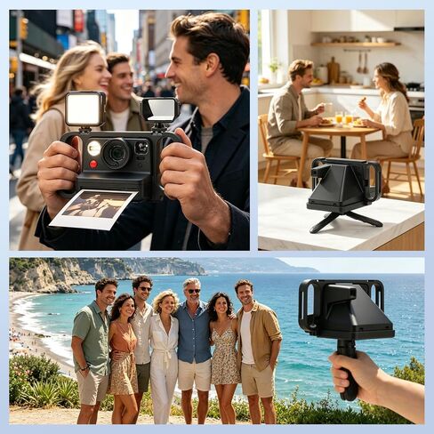 Camera Cage for Polaroid Now 3rd Gen & Now+, Handheld Stabilizer Rig with Mini Tripod & Dual Cold Shoe Mounts, Ergonomic Grip Holder for Instant Film Camera in Saudi Arabia