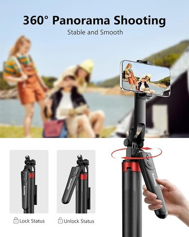 Aureday 72" Phone Tripod and Selfie Stick, Cell Phone Tripod Stand with Wireless Remote & Extendable Phone Mount for Travel/Selfie/Recording/Vlogging, Compatible with iPhone/Android/Camera in Saudi Arabia