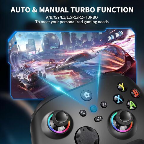 vaomon Wireless Controller Compatible With Xbox One, Xbox Series X/S, Xbox One X/S, PC, With RGB LED Light, Mappable Buttons, 3.5mm Headphone Jack, With 2.4GHZ Wireless Adapter Gamepad Dark Black in Kuwait