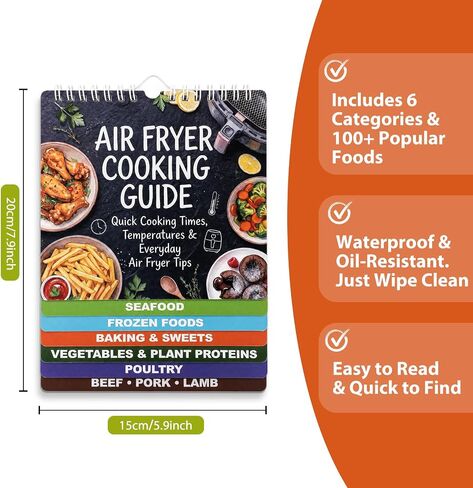 Air Fryer Cheat Sheet Set, 3-in-1 Magnetic Cooking Guide for Beginners/Pros in Kuwait