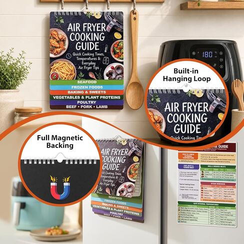 Air Fryer Cheat Sheet Set, 3-in-1 Magnetic Cooking Guide for Beginners/Pros in Kuwait
